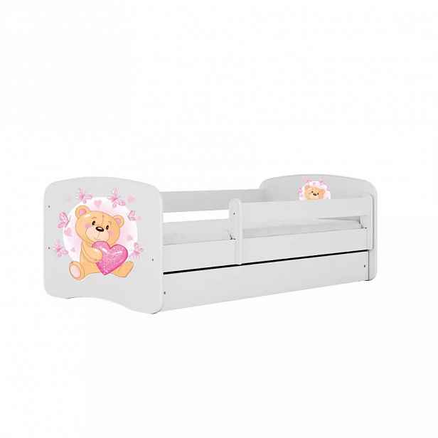 Dětská postel Babydreams+SZ bílá 70x140 Medvídek s motýlky