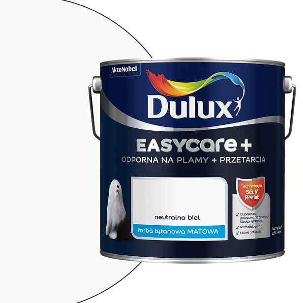 Dulux EasyCare Plus 2,5L Neutrální bílá barva
