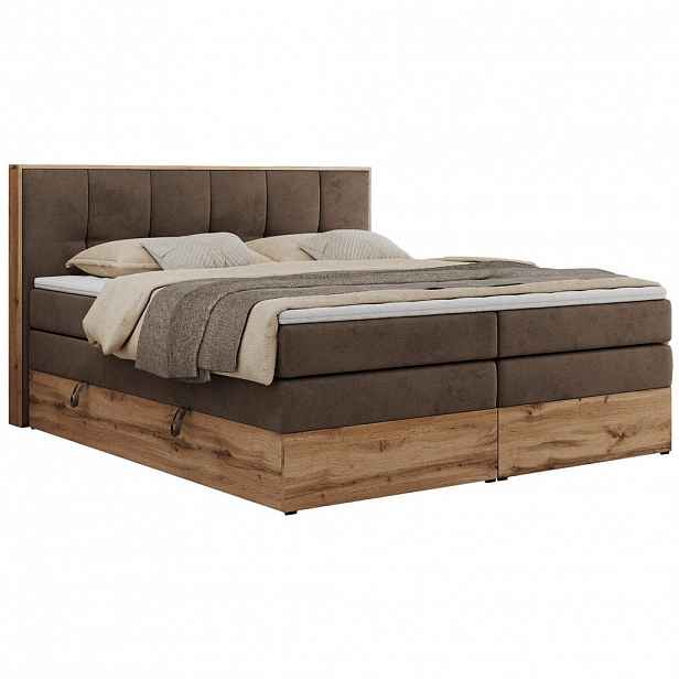 MKS POSTEL BOXSPRING ALBERO 1 KING 140/200 - Hnědá Samet - H3