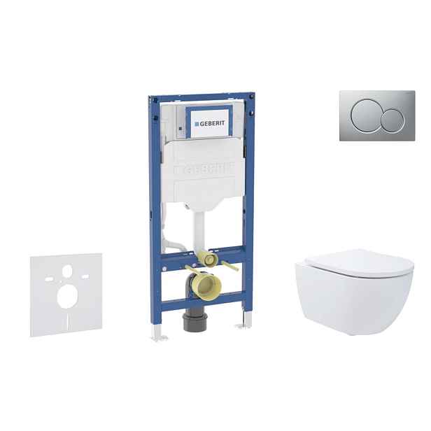SANITINO - Set předstěnové instalace, klozetu Oudee a sedátka softclose, tlačítko Sigma01, lakovaný matný chrom SANI11CA1182