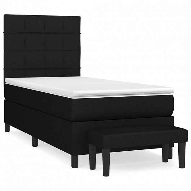 vidaXL Box spring postel s matrací černá 100 x 200 cm textil