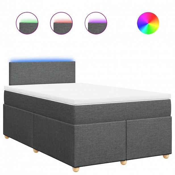 vidaXL Box spring postel s matrací tmavě šedá 120x190 cm textil