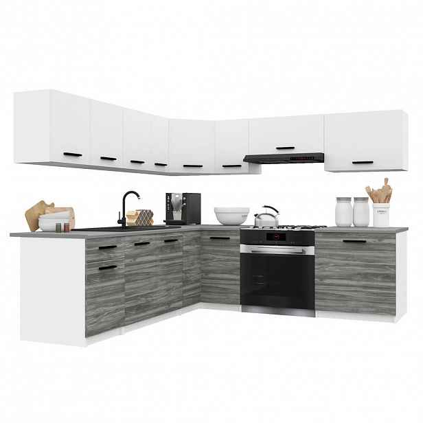 B BELINI GROUP KUCHYŇSKÁ LINKA Italia 7 420 cm , s pracovními deskami, Bílo-šedá Glamour matná