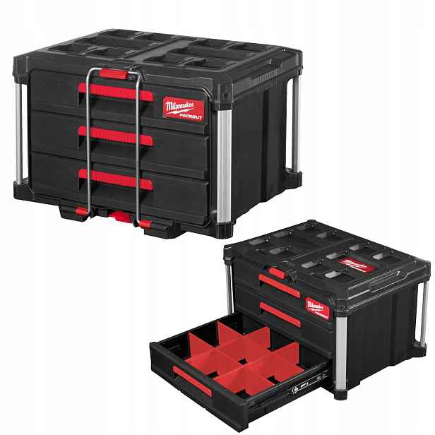 Milwaukee Packout Box Na Nářadí 3 Zásuvky Organizér 22 Kg