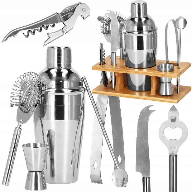Profesionální Barmanský Set Na Koktejlové Nápoje Shaker 550 ml 9el+ Stojan
