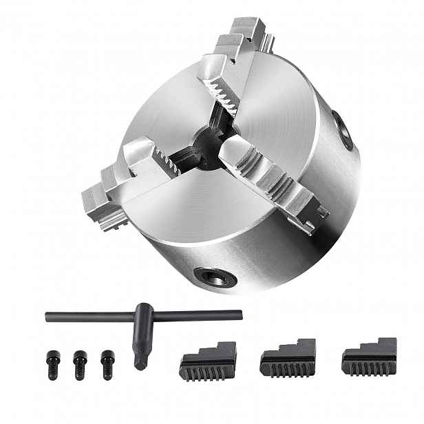 TEMU VEVOR 3-čepeřná samočisticí soustruhová hlava z materiálu HT300 s průměrem 160 ± 5 mm, 3-čepeřná soustruhová hlava s rozsahem upínání 3,5-60 mm,