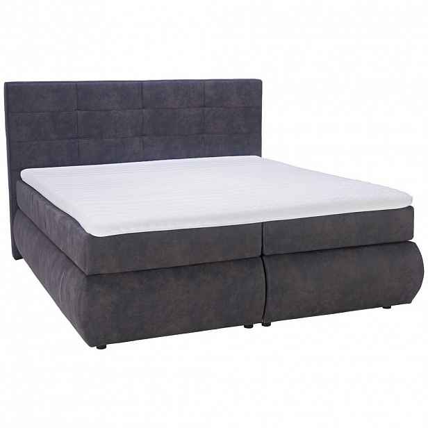 Voleo Postel Boxspring, 180/200 Cm, Textil, Tmavě Šedá - Postele boxspring - 001902003902