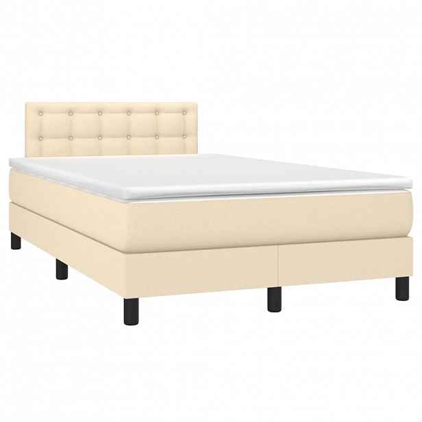 vidaXL Box spring postel s matrací krémová 120x190 cm textil