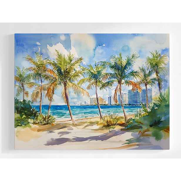 Plakát Pohled Na Pláž Ocean Palmy Miami Beach Florida 100x75