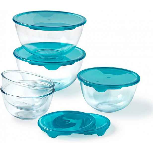 Sada 5 x skleněná mísa salátová mísa s víkem Pyrex