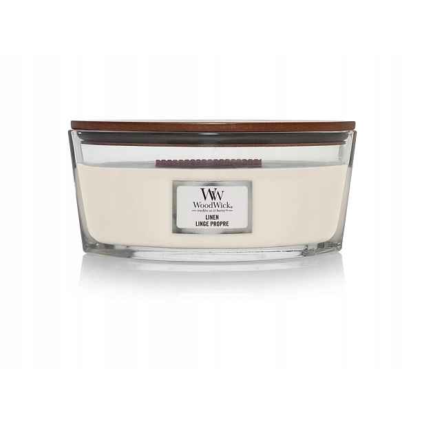 WoodWick vonná svíčka s dřevěným knotem Elipsa Elipsa Linen 453,6 g