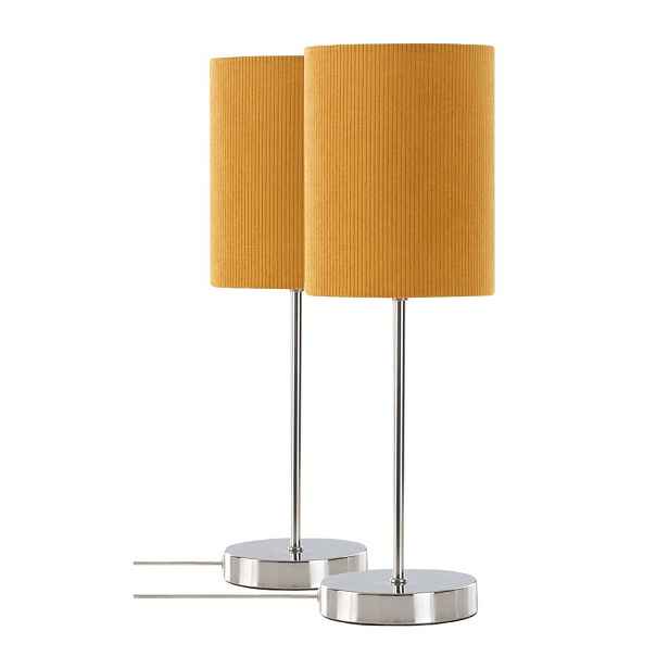 Žlutá/v leskle stříbrné barvě látková stolní lampa (výška 45 cm) Seth – Jotex