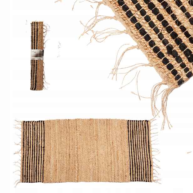 Koberec Jutový S Třásněmi Obývací Pokoj Předsíň 70X140 CM Béžový Přírodní Boho