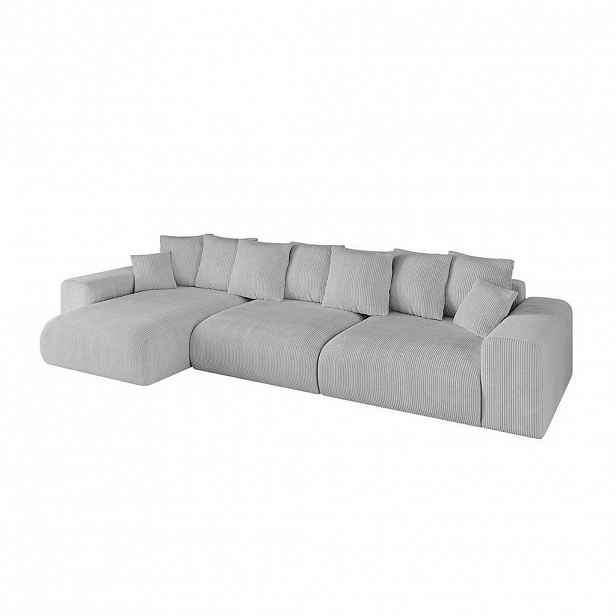 ALTDECOR ROHOVÁ SEDACÍ SOUPRAVA s otomanem vlevo ESKAR-L2 364x176x72 šedá manšestr