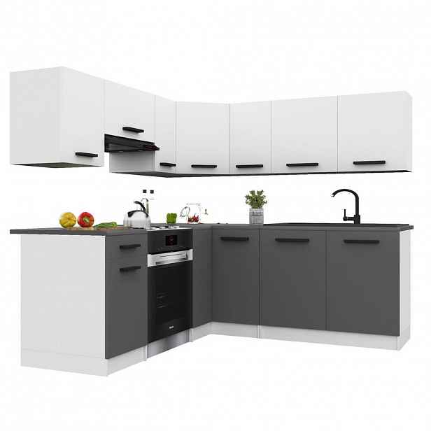 B BELINI GROUP KUCHYŇSKÁ LINKA Italia 6 360 cm, s pracovními deskami, Bílo-šedá matná