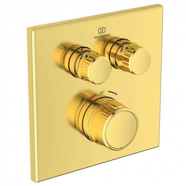 Ideal Standard CeraTherm Navigo - Termostatická sprchová baterie pod omítku pro 2 spotřebiče, Brushed Gold A7302A2