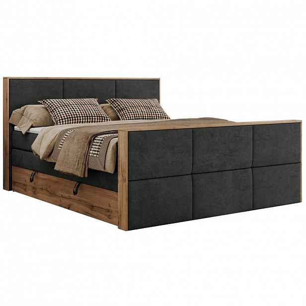 MKS POSTEL BOXSPRING ALBERO 2 KING DUO 200/200 - Šedá Strukturovaná látka - H3