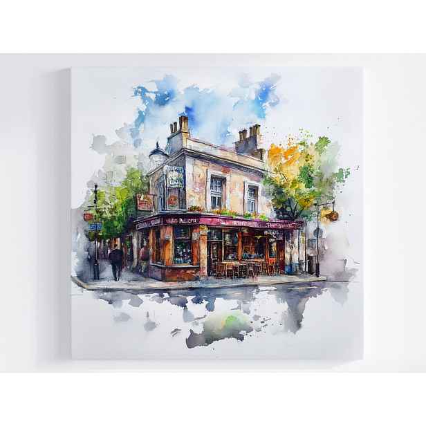 Obraz Na Plátně Canvas Pařížská Kavárna Akvarel Retro Architektura 50x50
