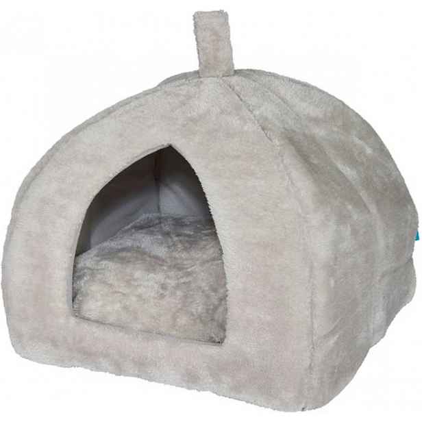 Plyšový pelíšek pro psa/kočku HUISE 40x35 cm, světle šedý