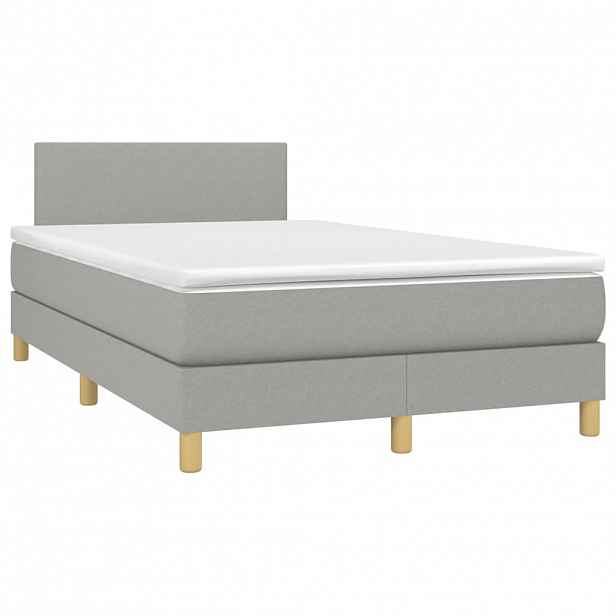 vidaXL Box spring postel s matrací světle šedá 120x190 cm textil