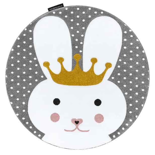 Dywany Łuszczów Dětský kusový koberec Petit Bunny grey 160x160 (průměr) kruh