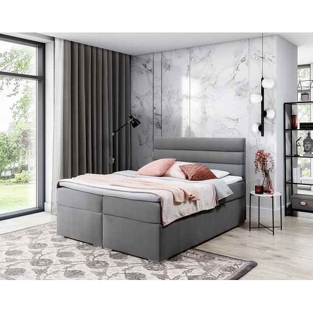 Kontinentální postel 160x200 SERION - světle šedá