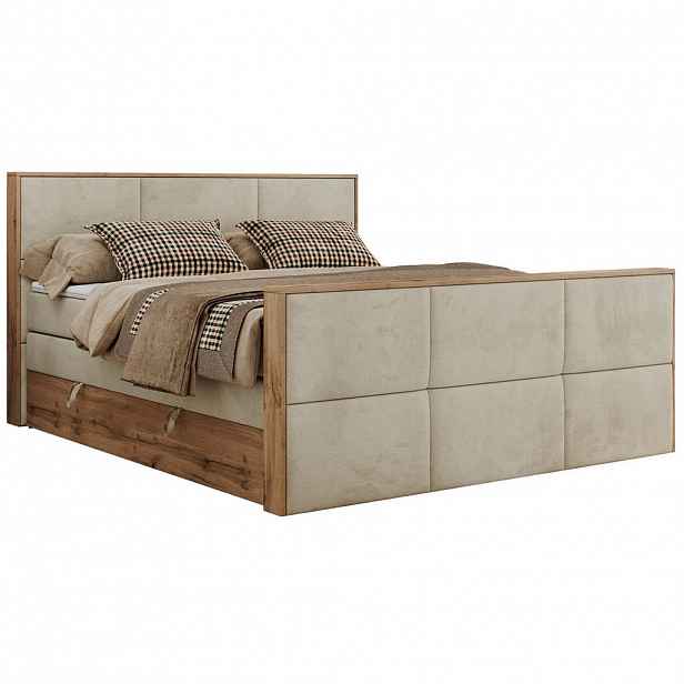 MKS POSTEL BOXSPRING ALBERO 2 KING DUO 180/200 - Béžová Samet - H3