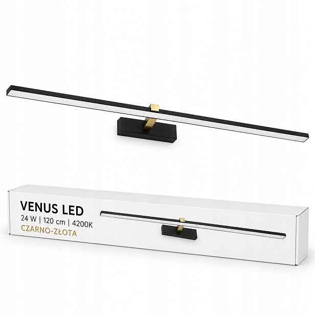 Moderní lampa Venus 24W 120 cm černo-zlatá Led 1640lm 4200K IP44 obývací pokoj