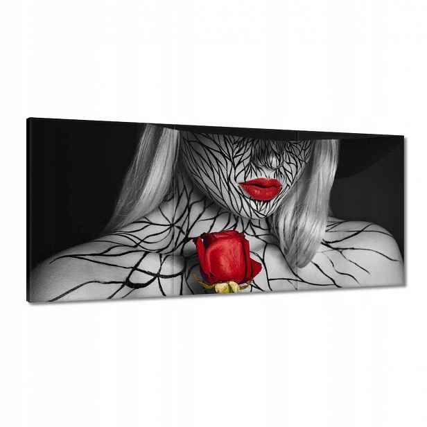 Obrazy 150x70 Červené rty a červená růže
