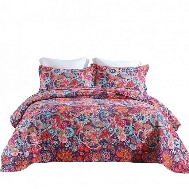 Sada Povlečení Přehoz 225 x 250 2 Povlaky na polštáře 50 x 70 cm Boho Vzorovaný