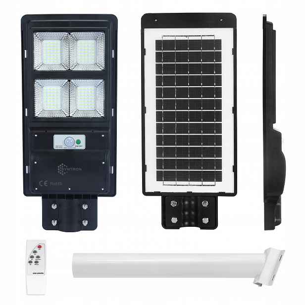 Solární Lampa Pouliční Led 120W Barva 6000K Snímač pohybu Ovladač Držák
