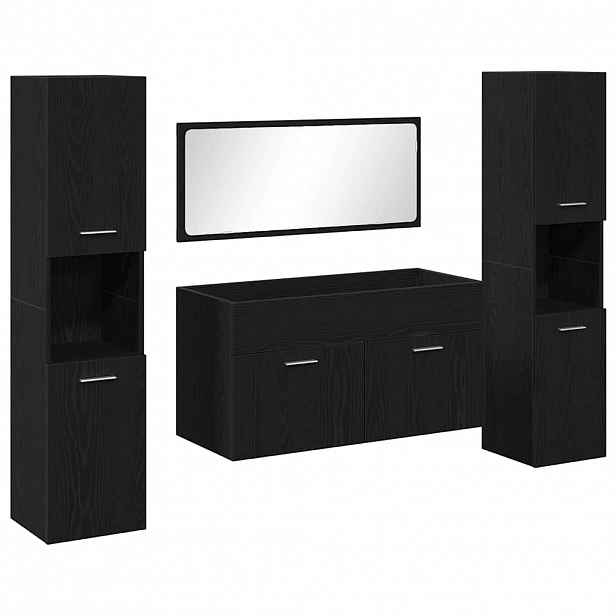 vidaXL Sada koupelnového nábytku 4 ks Černý dub 90 x 38,5 x 46 cm