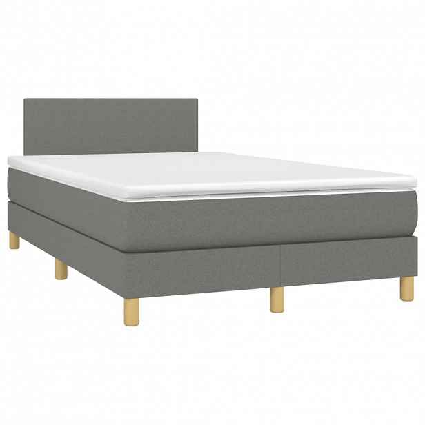 vidaXL Box spring postel s matrací tmavě šedá 120x190 cm textil