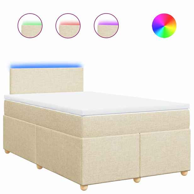 vidaXL Box spring postel s matrací krémová 120x190 cm textil
