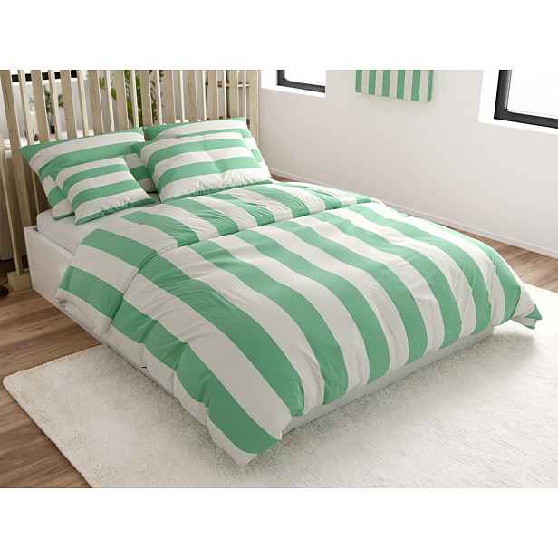 Bavlněné povlečení STRIPES bílo-zelené Rozměr povlečení: 70 x 90 cm | 140 x 220 cm