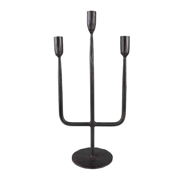 Černý antik kovaný 3-ramenný svícen Hillo - 21*12*43 cm Clayre & Eef
