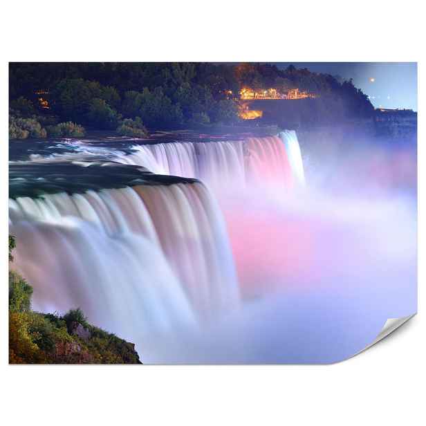 Muralo FOTOTAPETA do Obývacího Pokoje Mlhavé Niagarské Vodopády Stromy Příroda 100x70