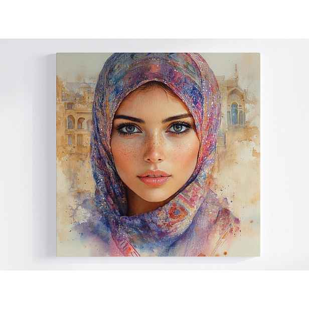 Obraz Na Plátně Canvas Žena Východ Hidžáb Portrét Akvarel 50x50