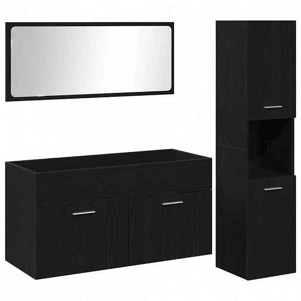 vidaXL Sada koupelnového nábytku 3 ks Černý dub 90 x 38,5 x 46 cm