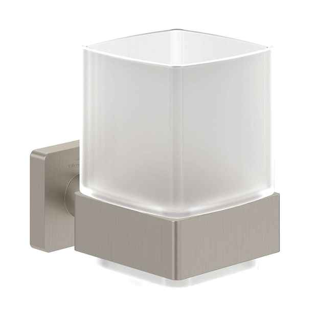Villeroy & Boch Elements Striking - Držák kartáčků a pasty, sklo/matný kartáčovaný nikl TVA15201900064