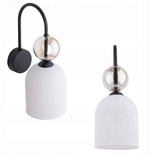 Nástěnné svítidlo s bílým rýhovaným skleněným stínítkem pro obývací pokoj 1*E14 Tk Lighting