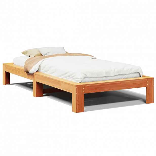 vidaXL Postel bez matrace voskově hnědá 90 x 190 cm masivní borovice