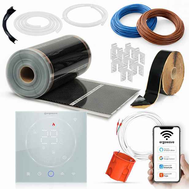 Set Fólie Vyhřívací Podložka Infračervená 35 m² 80 W/m² Ptc, elektrické fólie