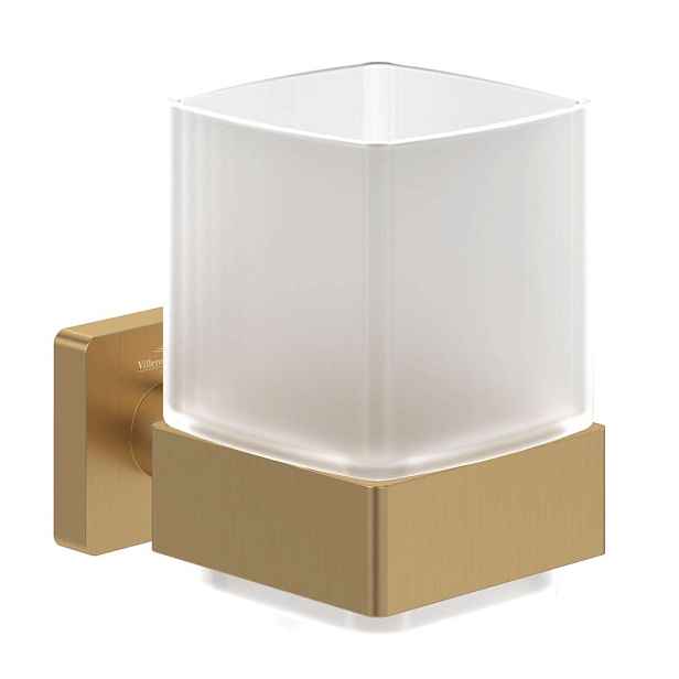 Villeroy & Boch Elements Striking - Držák kartáčků a pasty, sklo/kartáčované zlato TVA15201900076