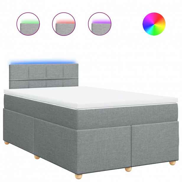 vidaXL Box spring postel s matrací světle šedá 120x190 cm textil