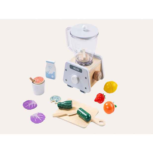 eliNeli Dětský dřevěný smoothie mixér s příslušenstvím