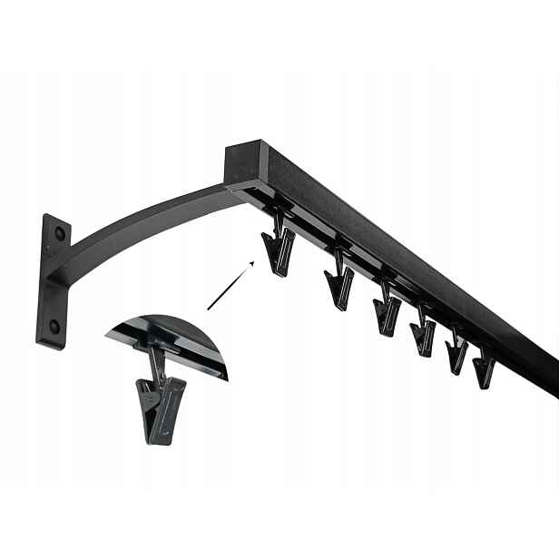 Garnýž Aluminiový Kvadro 20mm Černý 150cm Luna kpl žabky