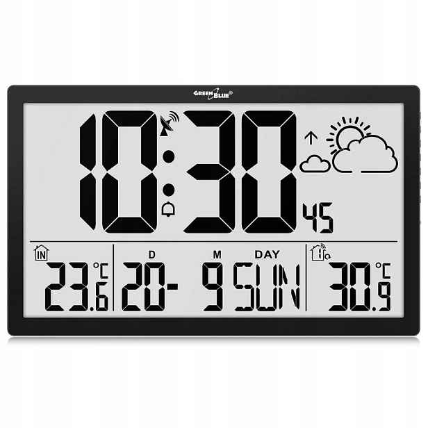 Greenblue LCD Nástěnné Hodiny Do Kuchyně Pokoj Kancelář Funkce Teplota Datum