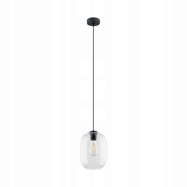 Lustr Závěsná lampa Černá Kov Stínidlo Průhledný E27 15W Tk Lighting