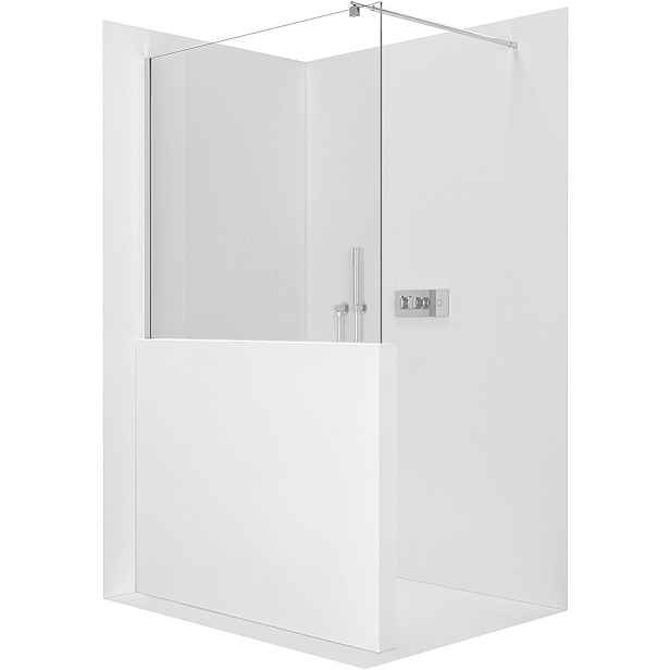 Sprchová zástěna Walk-in Onyx Half Round L/P - 8 mm - kulatá vzpěra - chrom, transparentní sklo - 90x100 cm